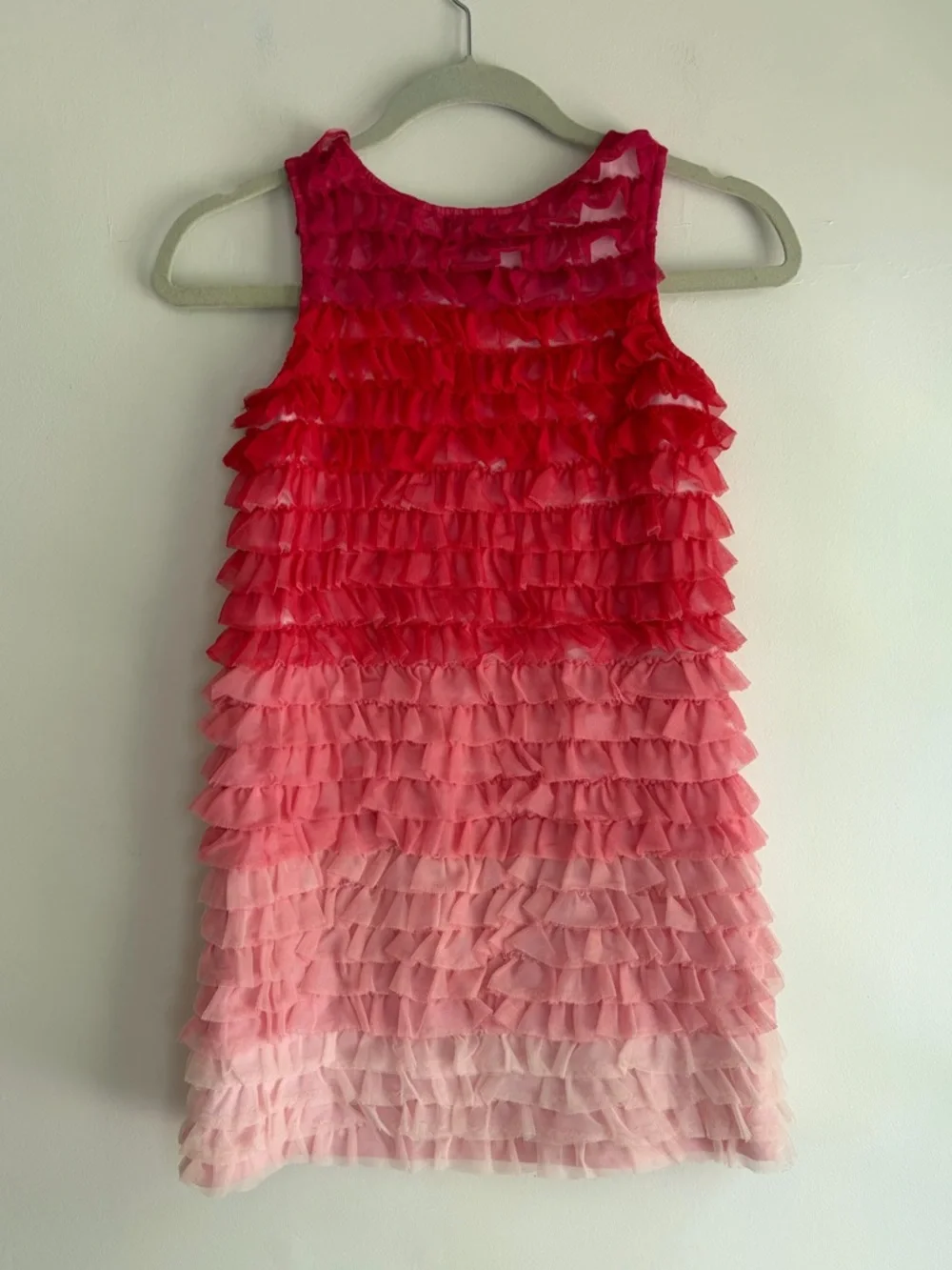 GAP Kids Pink and Red Ombre Tiered Tulle Ruffle Dress Size M